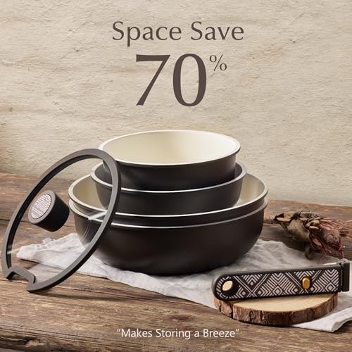 21pcs Ceramic Cookware Set (Charcoal / 21 Piece)