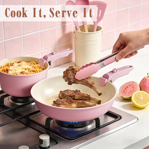 Pots and Pans Set Non Stick (Pink)