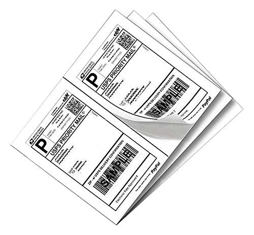 Half Sheet Self Adhesive Shipping Labels for Laser & Inkjet Printers White Blank (8-1/2"×5-1/2" (2-UP) / 250 Sheets)