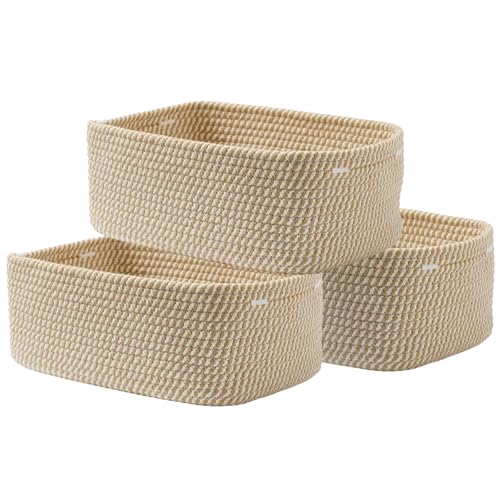 Small Woven Storage Basket for Organizing (Brown / 13.5"L x 9.5"W x 5"H)
