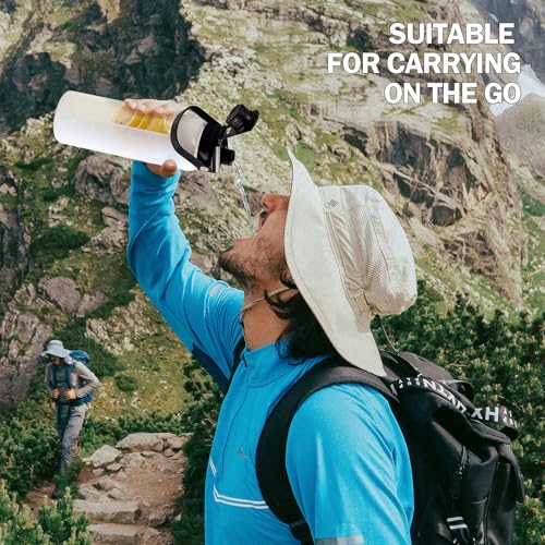 24oz Glass Water Bottle with Straw and 2 Lids (White / 24 Ounces)