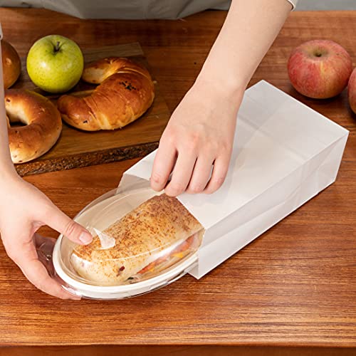 Bag Tek 4lb Paper Bags 100 Disposable Lunch Bags (4 lb / White)