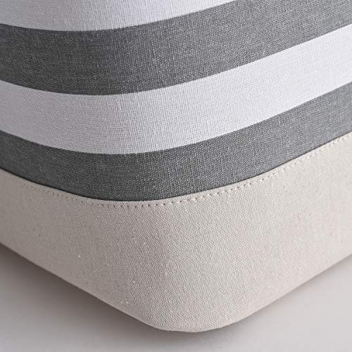 Extra Large Cube Storage Bins Baskets for Organizing (Grey&White Stripes / 3PCS/Large Cube - 16L×12W×12H)