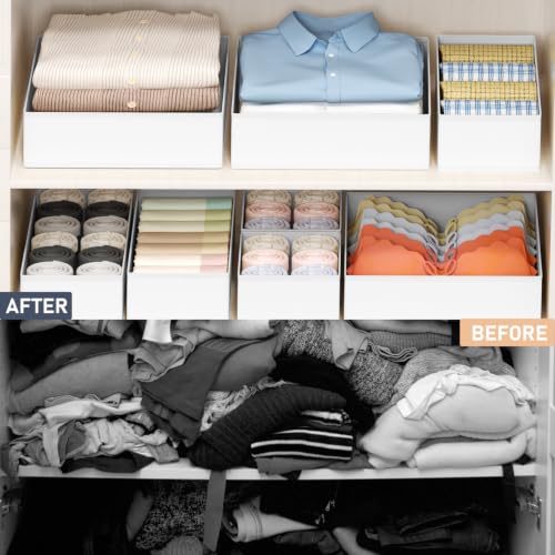 Drawer Organizer Clothes Storage (White / 28 Pack)