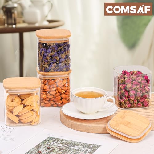 Square Glass Containers with Lids 0.7 Qt (4 Count)