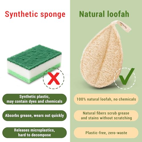 Natural Loofah Kitchen Scrubbing Pads (4 Count)