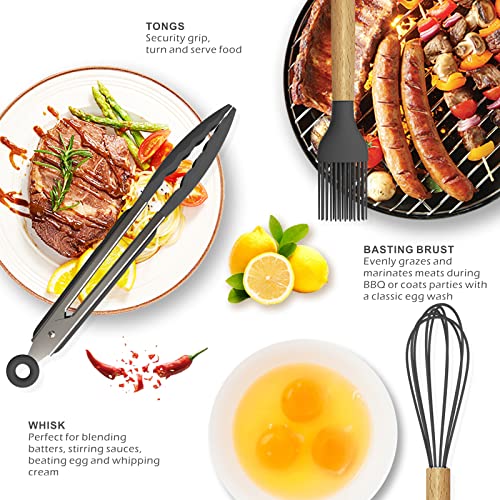 Silicone Cooking Utensils Kitchen Utensil Set (Gray)