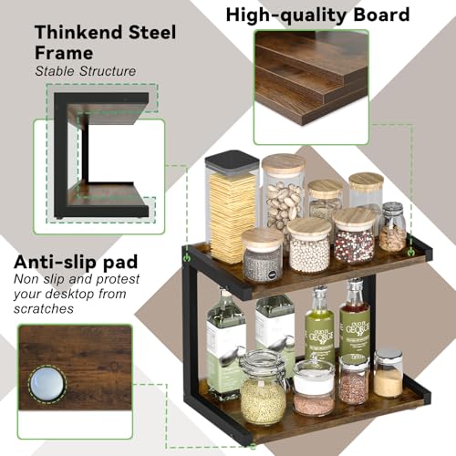Kitchen Counter Shelf Organizer (Rustic Brown / Small)