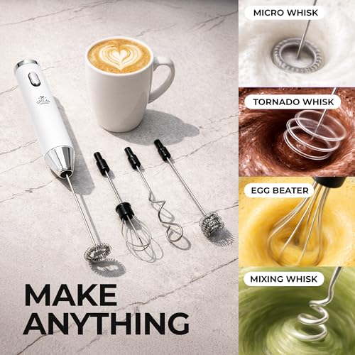 Rechargeable Milk Frother Handheld (Freezing White / Rechargeable Z1 Motor Max)