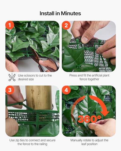 Artificial Ivy Privacy Fence Screen (Ivy with Green Mesh Backing / 59 x 98 inch)