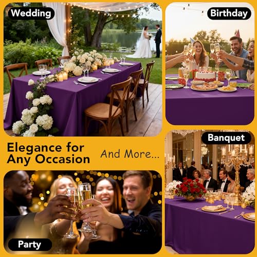 6 Pack Purple Tablecloths for Rectangle Tables (Purple / 90x132 In, 6 Pack)