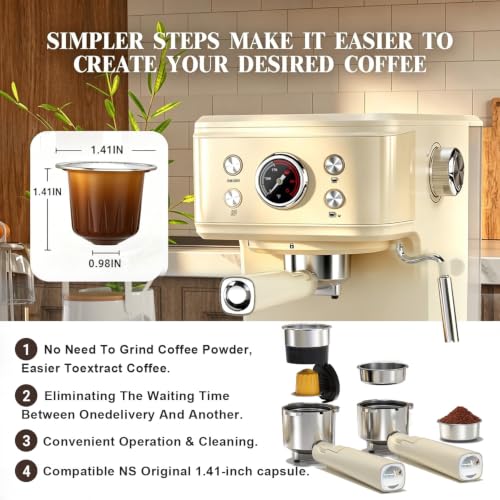 04E 20 Bar Espresso Machine with Milk Frother Steam 1100W White (Minimalist)