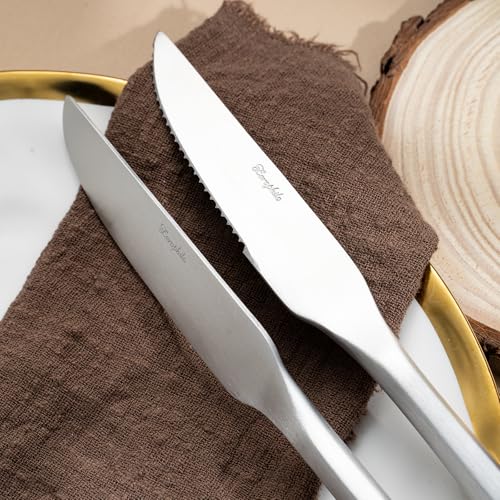 Silverware Set with Steak Knives (Matt Silver with Steak Knives)