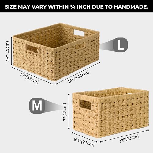 Wicker Storage Baskets (Natural / 13"L x 8¼"W x 7"H)