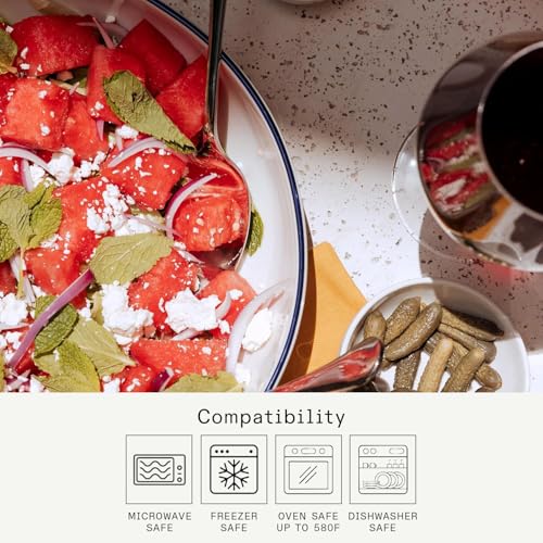 Cookware Set of 4 (4-Piece / White w/ Navy Rim)