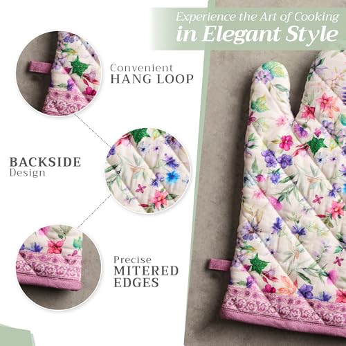 Maison d'Hermine Oven Gloves 100% Cotton Oven Mitt (038 - Chardon / 7.5" x 13" (Oven Mitt))