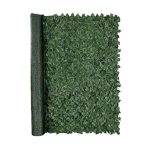 Artificial Ivy Privacy Fence Screen (Ivy with Green Mesh Backing / 96 x 72 inch)