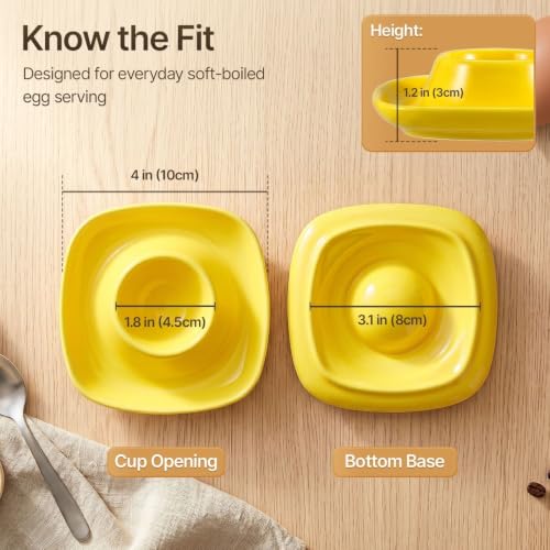 Soft Boiled Egg Cups (6 Pack / Square Style, Yellow)