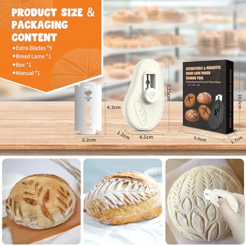 Extractable & Magnetic Bread Lame Dough Scoring Tool (Cream)