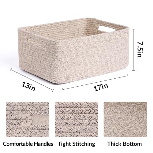 Large Storage Baskets for Shelves (3pcs-L17×W13×H7.5" / Natural)