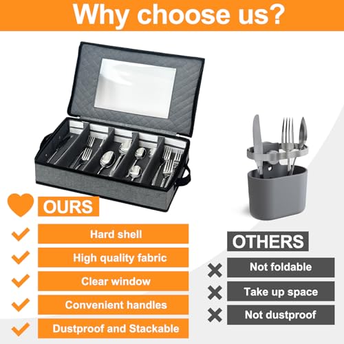 Silverware & Flatware Storage Organizer with Lid (Flatware Utensil Storage)