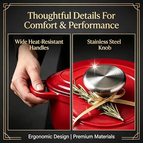 Nonstick Enameled Cast Iron Cookware Set (Red B)