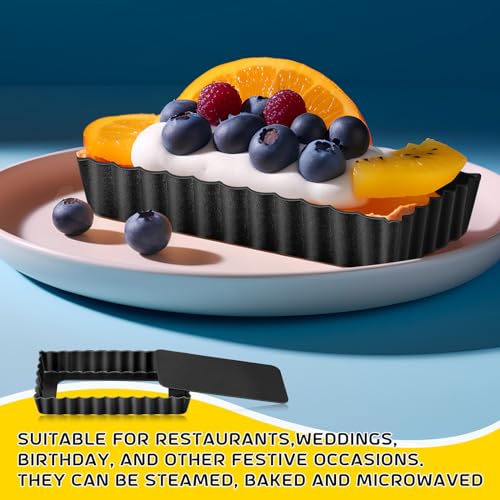 16 Pcs Mini Tart Pans for Baking (4.33 x 2.36 x 0.79 Inch (Rectangle) / Black Rectangle)