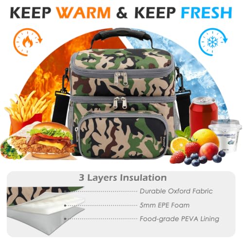 Double Layer Cooler Insulated Lunch Bag Adult Lunch Box Large Tote Bag for Men