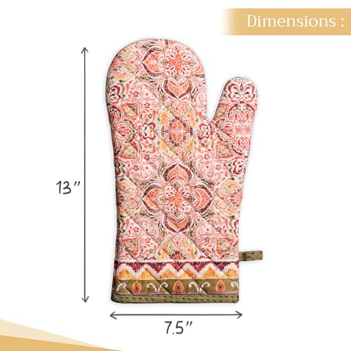 Maison d'Hermine Oven Gloves 100% Cotton Oven Mitt (036 - Damask / 7.5" x 13" (Oven Mitt))