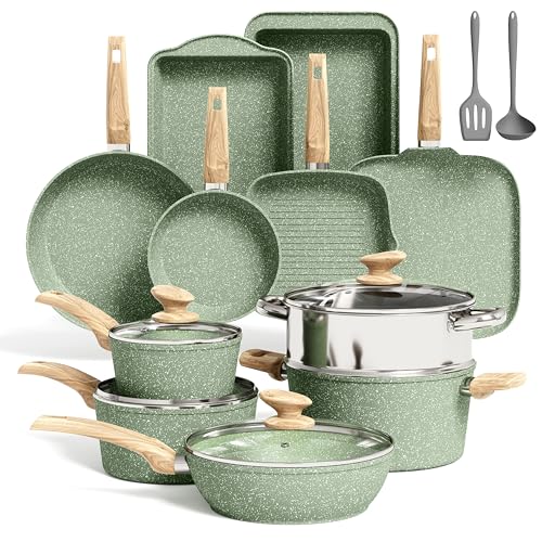 17Pcs Green Induction Cookware Set