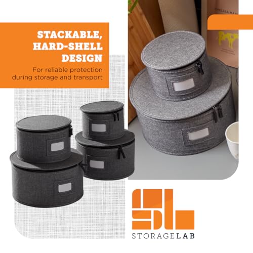 4 Piece China Plate Storage Set (Gray / 4 Piece Hard Shell Set for Plates)