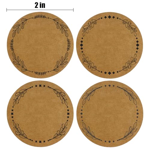 500 Pcs 2" Canning Labels for Jar and Lids (4 Different Wreath Design (Dark))
