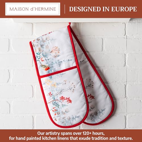 Double Oven Mitts 100% Cotton Double Oven Glove (110 - Morzine / 7" x 35" (Double Oven Mitt))