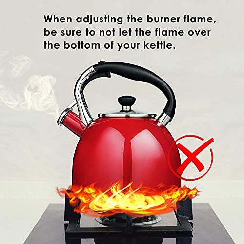 Whistling Tea Kettle for Stove Top (Red)