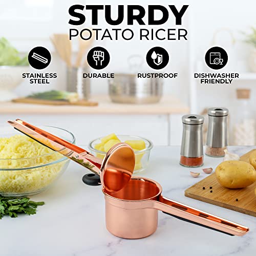 Premium Large 15oz Potato Ricer (Fixed Disc / Rose Gold Fixed Disc)