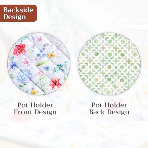 Pot Holders 100% Cotton Potholders (031 - Just Floral / 8" x 8" (Pot Holder Pack of 2))