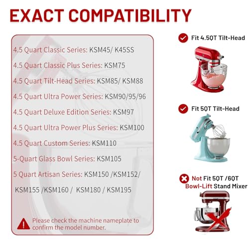K45WW 6 Wire Whip Attachment for KitchenAid 4.5 5 Quart Tilt (Fits All 4.5&5 QT Tilt-Head Stand Mixer)