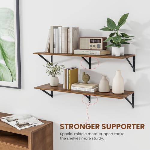 36W x 12D Deep Floating Shelves Set of 2 Walnut (Walnut With Black Metal Bracket / 36wx12dx5.8h)