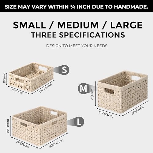 Wicker Baskets for Organizing (Butter Milk / 11¼"L x 7½"W x 3½"H)