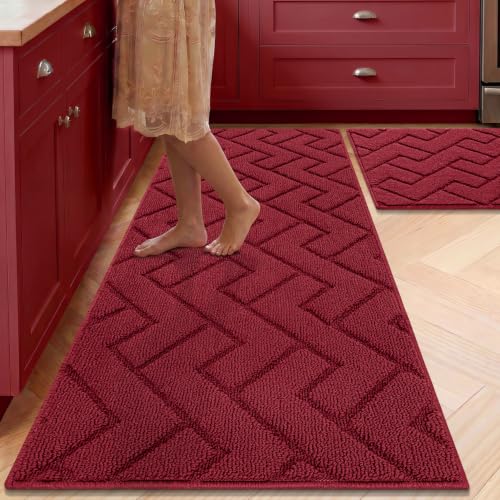 Kitchen Runner Rug (Red / 20"x48"+20"x32")