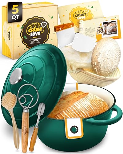 5 QT Enameled Dutch Oven for Bread Baking with Lid & Baking Set