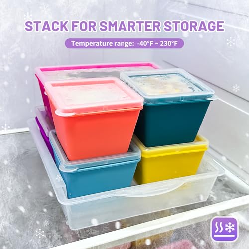 Silicone Freezer Molds with Lids (Retro Rainbow / 4x 1-Cup & 2x 2-Cup)