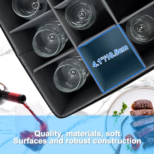 2 Pack Stemware and Glassware Storage Cases (Wine Glass Storage Box)