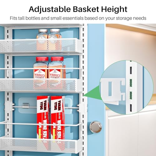 8 Tiers Narrow Over the Door Organizer (White / 12.3" W x 4.7" D x 69" H)