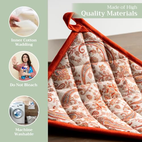 Pot Holders 100% Cotton Potholders (059 - Cachemire / 8" x 8" (Pot Holder Pack of 2))