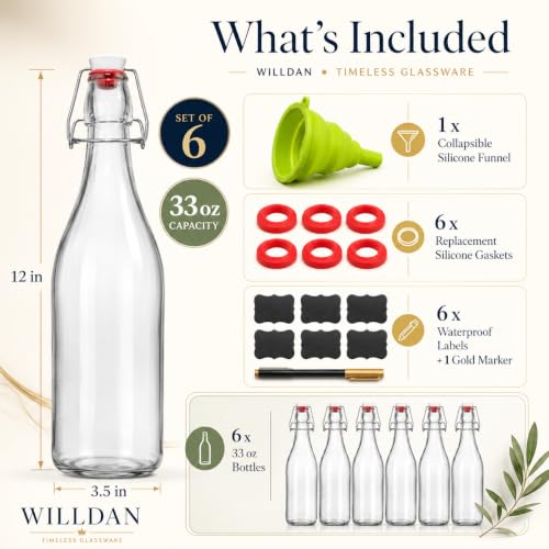 Swing Top Glass Bottles [1 Liter (6)