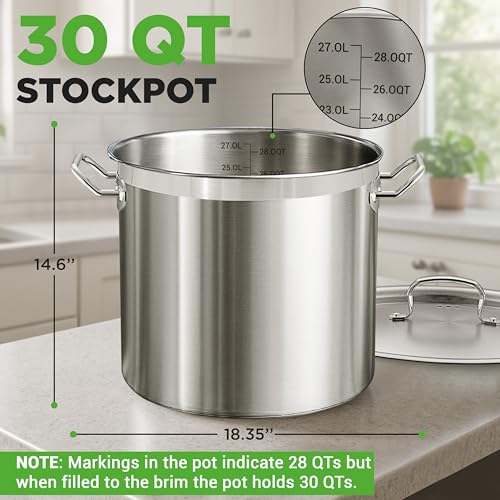 Stainless Steel Cookware Stockpot (Stainless Steel / 30 Quarts)