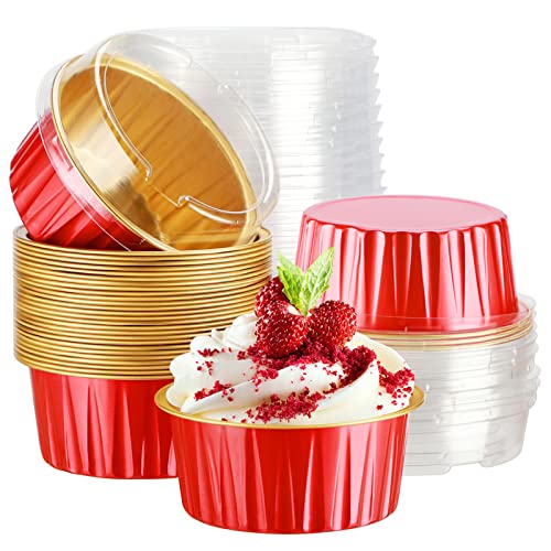Dessert Cups with Lids (Red&Gold / 30pcs)