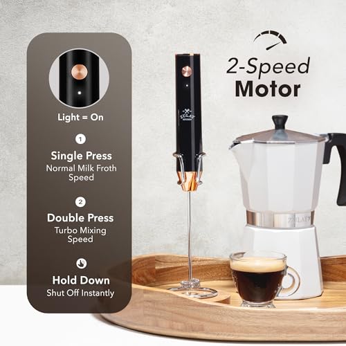 Rechargeable Milk Frother Handheld (Black Copper / Rechargeable Z1 Motor Max)