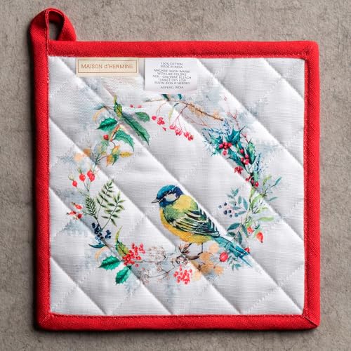Pot Holders 100% Cotton Potholders (110 - Morzine / 8" x 8" (Pot Holder Pack of 2))